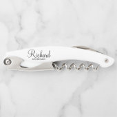 Modern Script Personalized Groomsman Waiter's Cork Kurkentrekker (Voorkant)