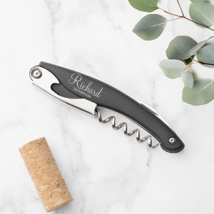 Modern Script Personalized Groomsman Waiter's Cork Kurkentrekker