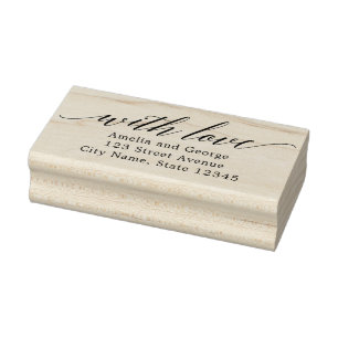 Modern Script Personalized Wood Stamp Rubberstempel