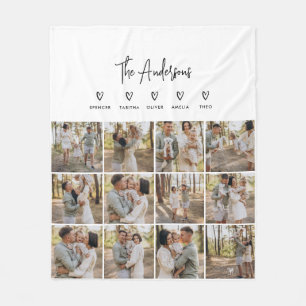 Modern script persoonlijk 5 familie cadeau zwart & fleece deken