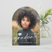 Modern script pet foto afstuderen aankondiging (Staand voorkant)