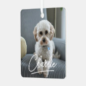 Modern Script Pet Photo Kerstmis Metalen Ornament (Voorkant links)