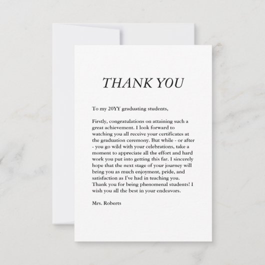 Modern Script Pet Toss White Afstuderen Bedankkaart (Achterkant)