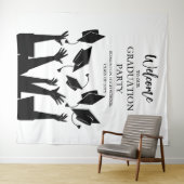 Modern Script Pet Toss White Graduation Party Wandkleed (In Situ (horizontaal))