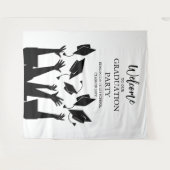 Modern Script Pet Toss White Graduation Party Wandkleed (Voorkant (horizontaal))