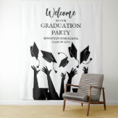 Modern Script Pet Toss White Graduation Party Wandkleed (In situ)