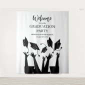 Modern Script Pet Toss White Graduation Party Wandkleed (Voorkant)