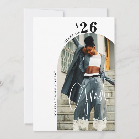 Modern Script Photo 2024 Minimalistisch Afstudeerd Kaart (Voorkant)
