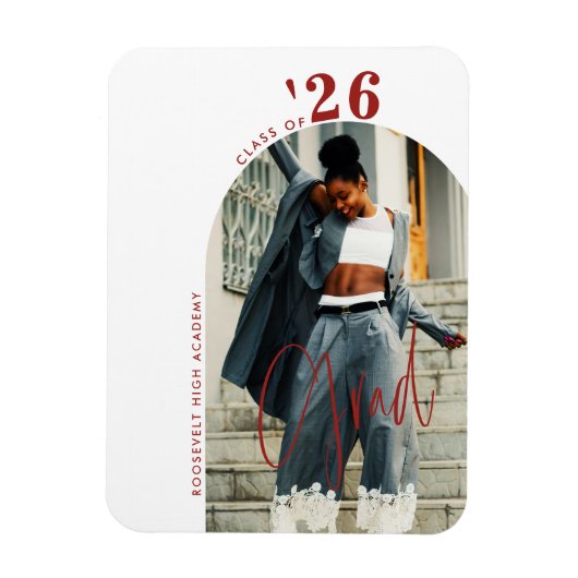 Modern Script Photo 2024 Minimalistisch Afstuderen Magneet (Verticaal)