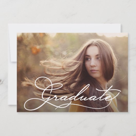 Modern Script Photo Afstuderen Aankondiging (Voorkant)