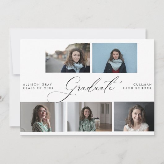 Modern Script Photo Afstuderen Card Kaart (Voorkant)