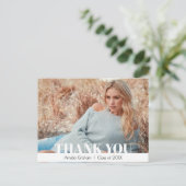 Modern Script Photo Afstuderen - Dank u Briefkaart (Staand voorkant)