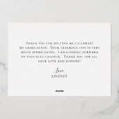 Modern Script Photo Afstuderen - Hartelijk dank Folie Uitnodiging (Achterkant)