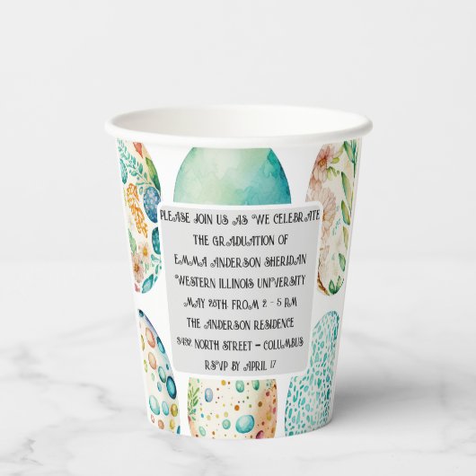 Modern Script Photo Afstuderen Papieren Bekers (Achterkant)