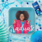 Modern Script Photo Afstuderen Papieren Bordje (Feest)