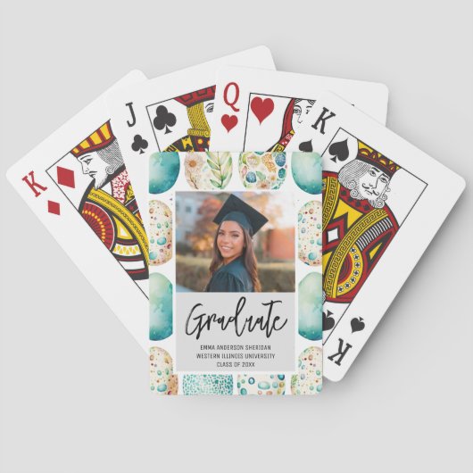 Modern Script Photo Afstuderen Pokerkaarten (Achterkant)