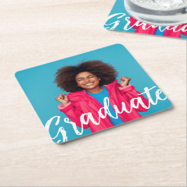 Modern Script Photo Afstuderen Vierkante Kartonnen Onderzetter