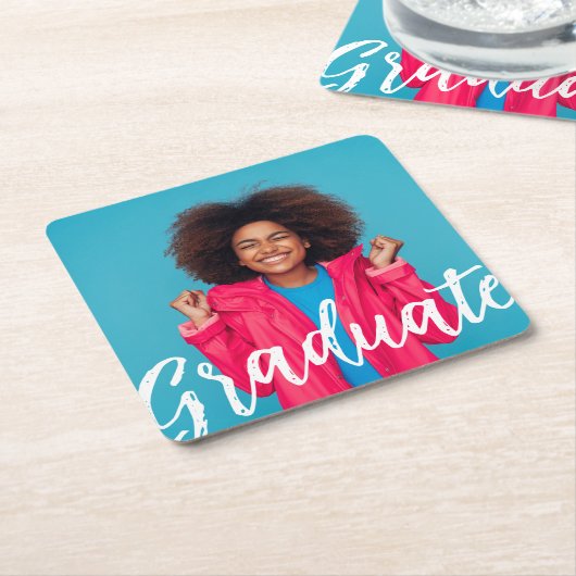Modern Script Photo Afstuderen Vierkante Kartonnen Onderzetter (Schuin)