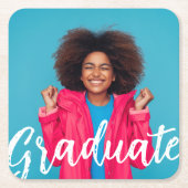 Modern Script Photo Afstuderen Vierkante Kartonnen Onderzetter (Voorkant)