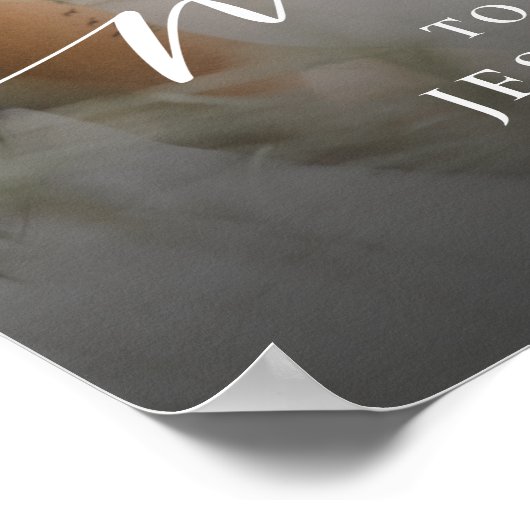 Modern Script Photo Black & White Wedding Sign Poster (Hoek)