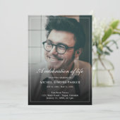Modern Script Photo Celebration of Life Funeral Kaart (Staand voorkant)