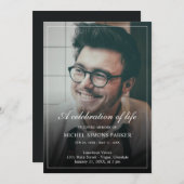 Modern Script Photo Celebration of Life Funeral Kaart (Voorkant / Achterkant)