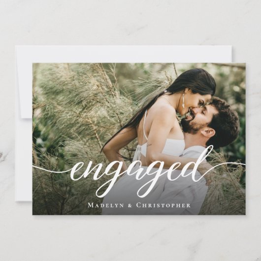 Modern Script Photo Chic Wedding Engagement Party Kaart (Voorkant)
