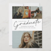 Modern Script Photo Collage Graduation Invitation (Devant)