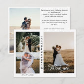 Modern Script Photo Collage Weddenschap Bedankt ka Kaart (Voorkant / Achterkant)