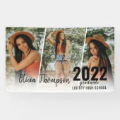 Modern Script Photo Collage White Afstuderen Spandoek (Horizontaal)