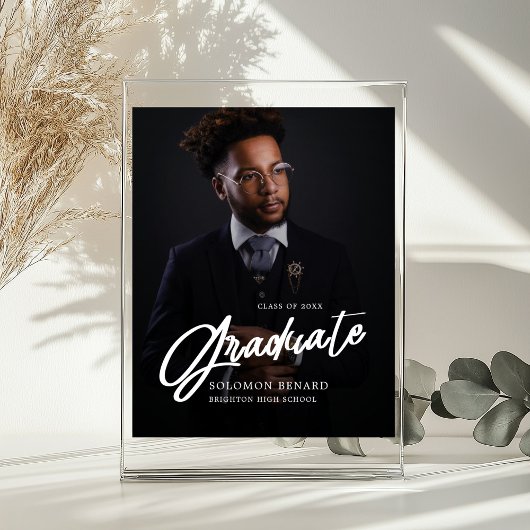 Modern Script Photo  Graduate Welcome sign Poster