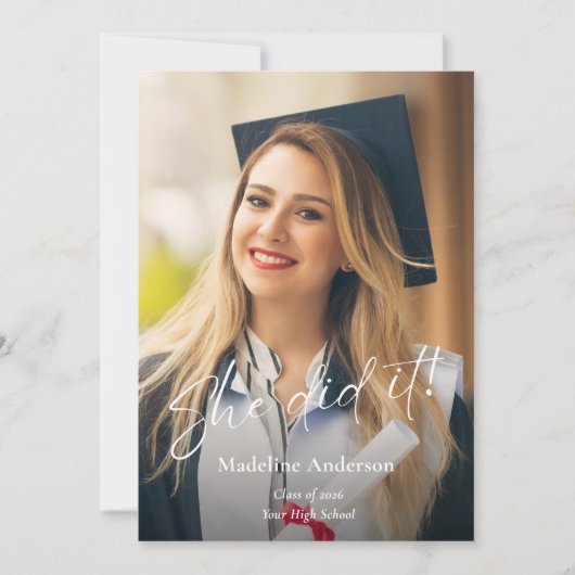 Modern Script Photo Graduation Announcement Kaart (Voorkant)