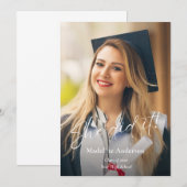 Modern Script Photo Graduation Announcement Kaart (Voorkant / Achterkant)