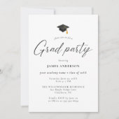 Modern Script Photo Graduation Party Kaart (Voorkant)
