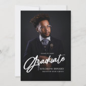 Modern Script Photo High School Graduation Aankondiging (Voorkant)