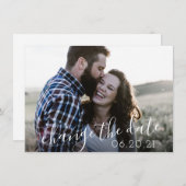 Modern Script Photo Postponement Wedding Save The Date (Voorkant / Achterkant)