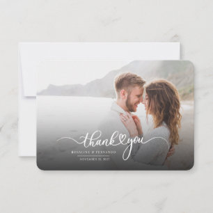 Modern Script Photo Wedding Bedankkaart