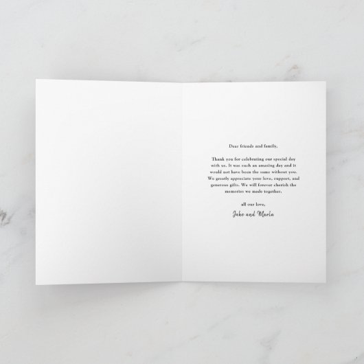 Modern Script Photo Wedding Bedankkaart (Binnen)