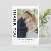 Modern Script Photo Wedding Bedankkaart (Staand voorkant)
