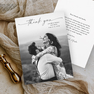 Modern Script Photo Wedding Bedankkaart