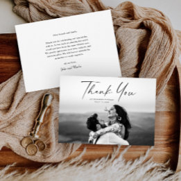 Modern Script Photo Wedding Bedankkaart
