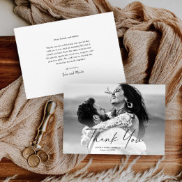 Modern Script Photo Wedding Bedankkaart