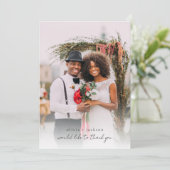 Modern Script Photo Wedding Bedankkaart (Staand voorkant)