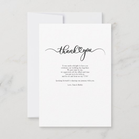 Modern Script Photo Wedding Bedankkaart (Achterkant)