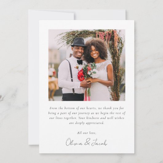 Modern Script Photo Wedding Bedankkaart (Achterkant)
