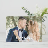 Modern Script Photo Wedding Bedankkaart (Staand voorkant)