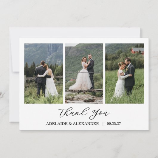 Modern Script Photo Wedding Bedankkaart (Voorkant)