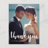 Modern Script Photo Wedding Bedankt Briefkaart (Voorkant)