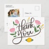 Modern Script Photo Wedding briefkaart (Voorkant / Achterkant)
