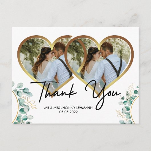 Modern Script Photo Wedding briefkaart (Voorkant)